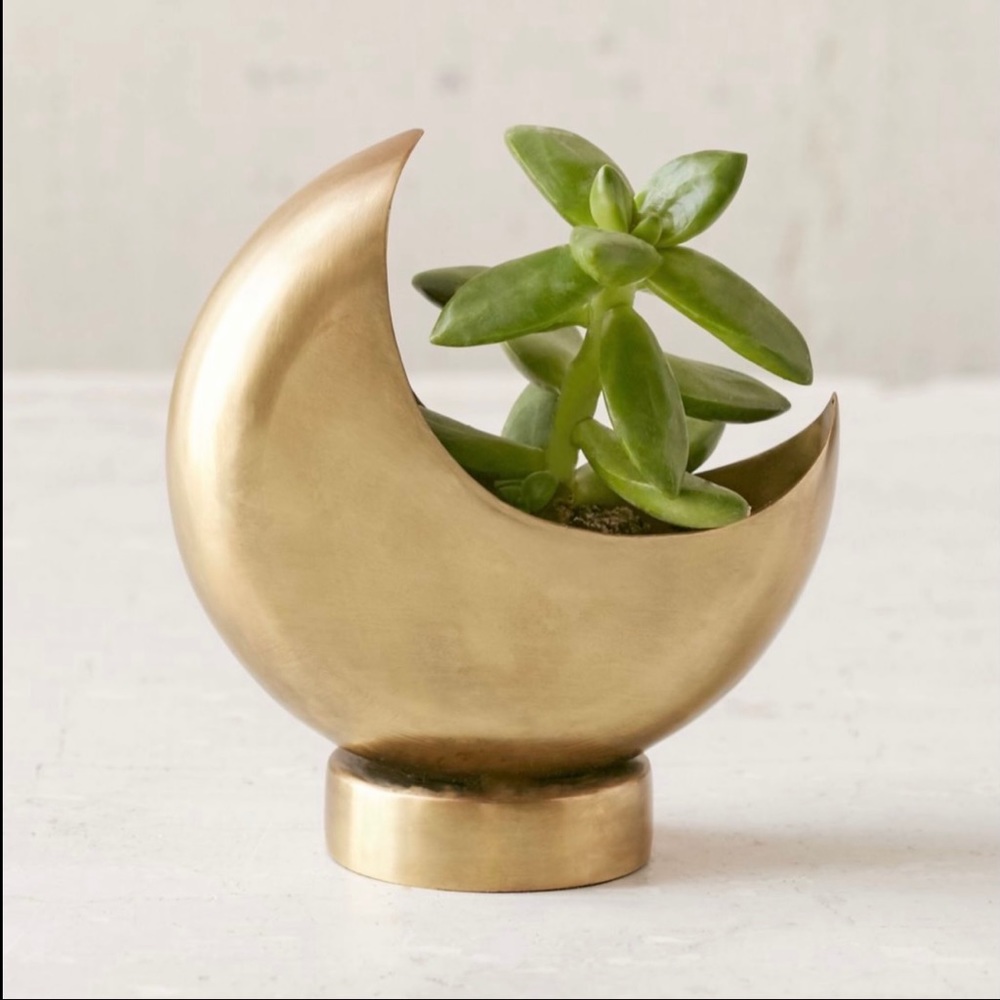 Urban Outfitters Metal Gold Moon Planter